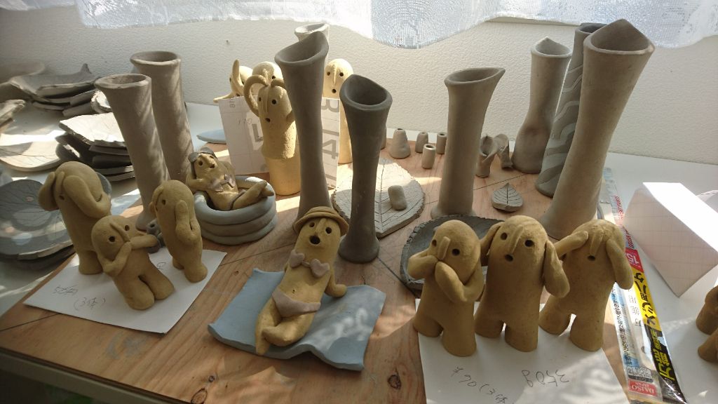 制作中の陶芸作品たち